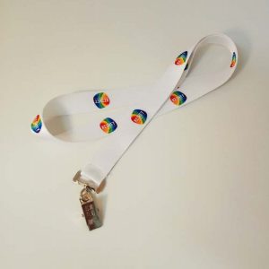 שרוך ממותג לבן + קליפס יחיד